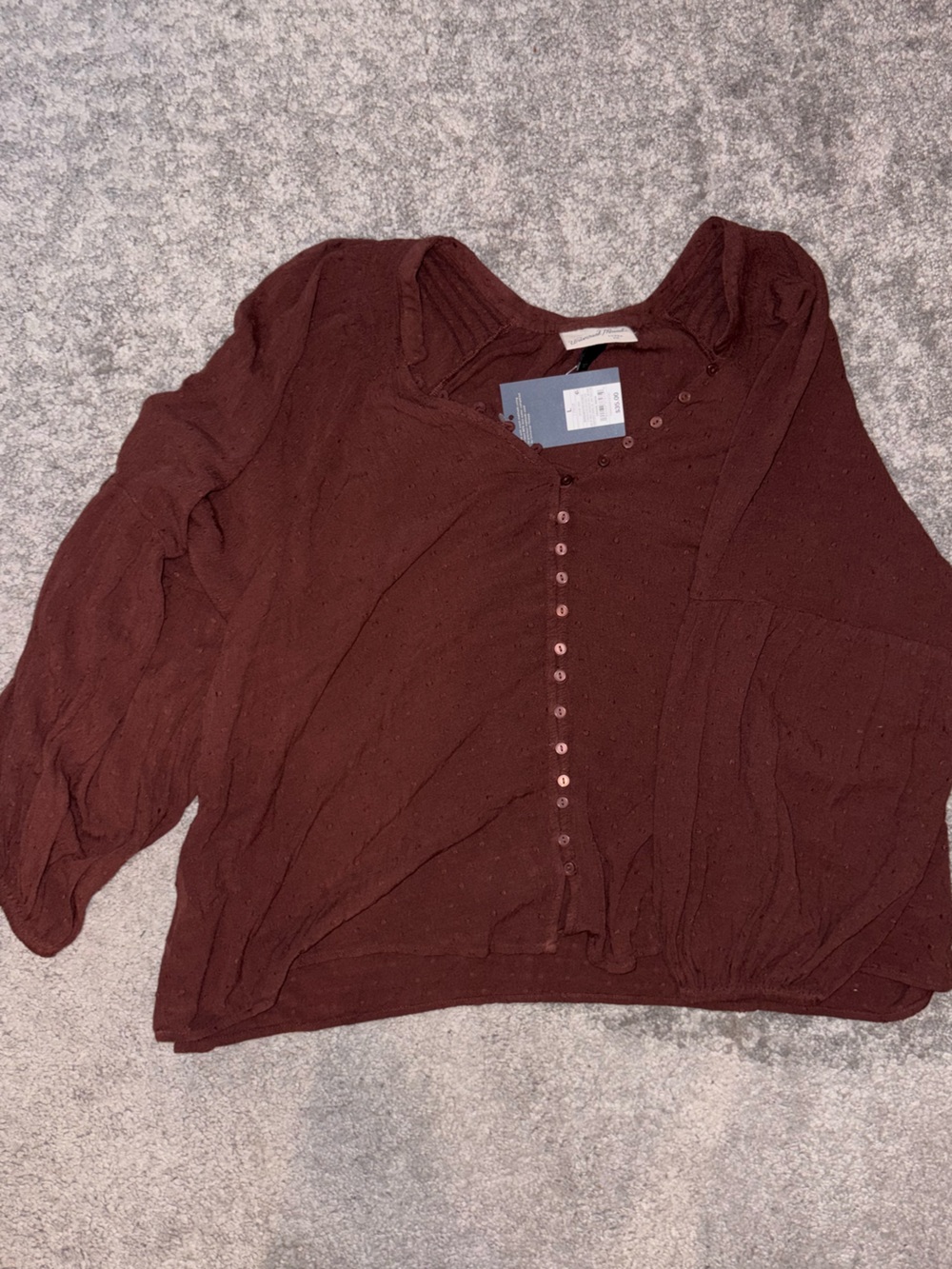 Universal Thread Button-Front Brown Textured Blouse
